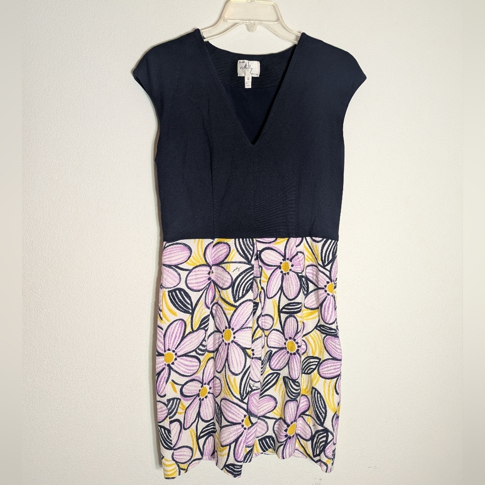 Vintage Milly of New York Womens Dress Retro Floral 70s Hippie Flower Child sz 8